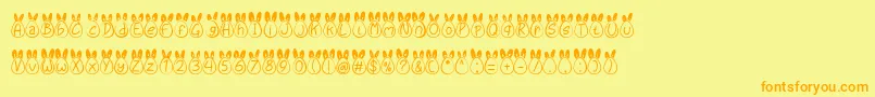 Eggy Bunny Ear-fontti – oranssit fontit keltaisella taustalla