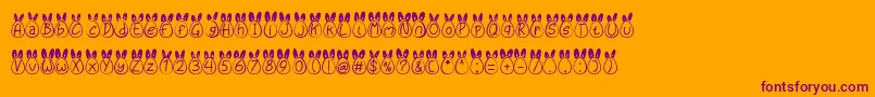 Eggy Bunny Ear-Schriftart – Violette Schriften auf orangefarbenem Hintergrund