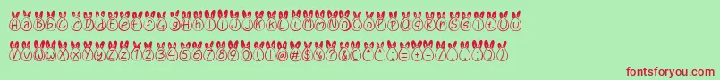 Шрифт Eggy Bunny Ear – красные шрифты на зелёном фоне