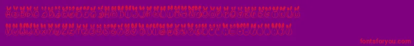 Eggy Bunny Ear-Schriftart – Rote Schriften auf violettem Hintergrund