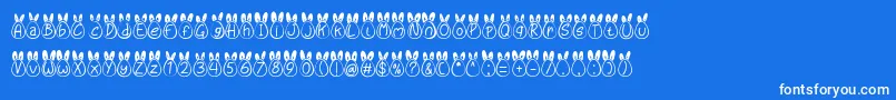 Eggy Bunny Ear Font – White Fonts on Blue Background