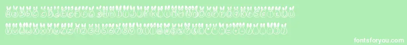 Eggy Bunny Ear Font – White Fonts on Green Background