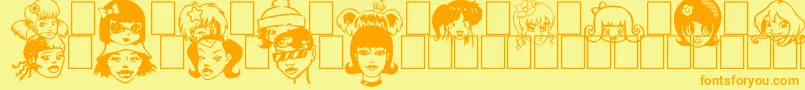Egirlz-Schriftart – Orangefarbene Schriften auf gelbem Hintergrund