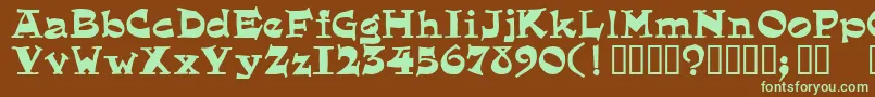 フォントeglantine – 緑色の文字が茶色の背景にあります。