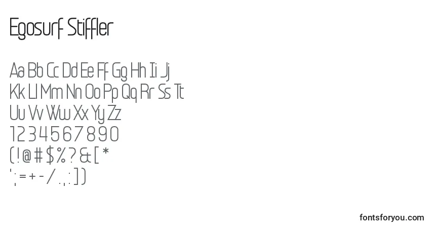 Czcionka Egosurf Stiffler – alfabet, cyfry, specjalne znaki