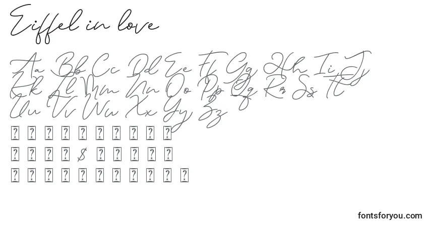 Eiffel in loveフォント–アルファベット、数字、特殊文字