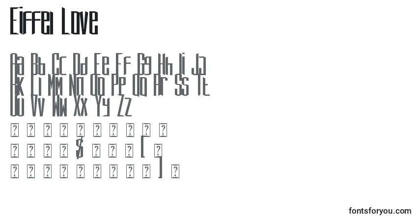 Czcionka Eiffel Love – alfabet, cyfry, specjalne znaki