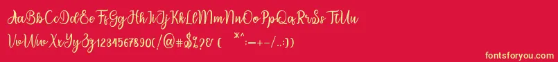 eiffela-Schriftart – Gelbe Schriften auf rotem Hintergrund