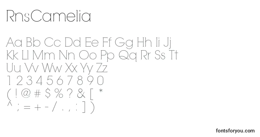 Czcionka RnsCamelia – alfabet, cyfry, specjalne znaki