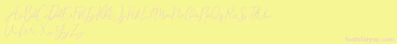 Eisley Claise Free-Schriftart – Rosa Schriften auf gelbem Hintergrund