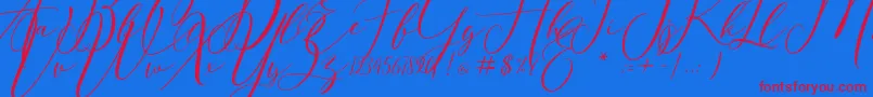 Eivitarri Blossom-Schriftart – Rote Schriften auf blauem Hintergrund