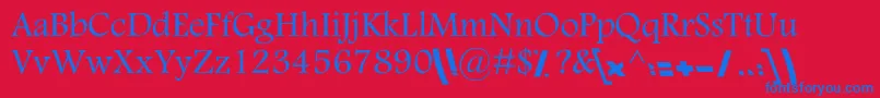 KNasim-Schriftart – Blaue Schriften auf rotem Hintergrund