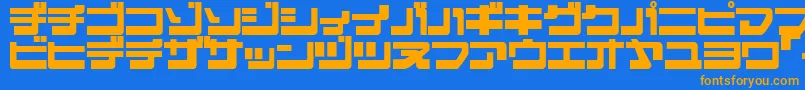 フォントEJECJR   – オレンジ色の文字が青い背景にあります。