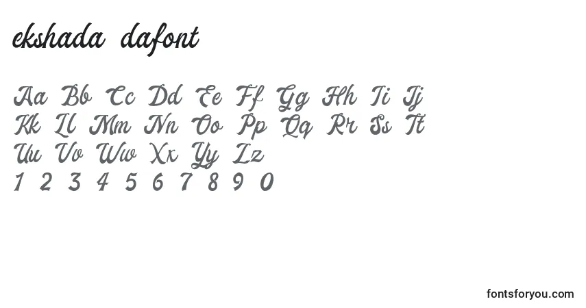 Schriftart Ekshada dafont – Alphabet, Zahlen, spezielle Symbole