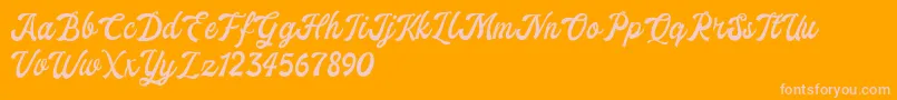 ekshada dafont-Schriftart – Rosa Schriften auf orangefarbenem Hintergrund