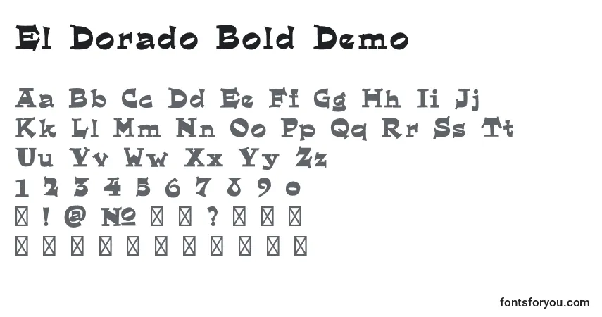 A fonte El Dorado Bold Demo – alfabeto, números, caracteres especiais