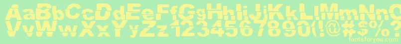 フォントEl ExtraРґo – 黄色の文字が緑の背景にあります