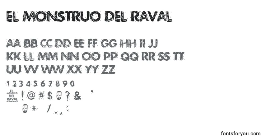 Schriftart El Monstruo del Raval – Alphabet, Zahlen, spezielle Symbole