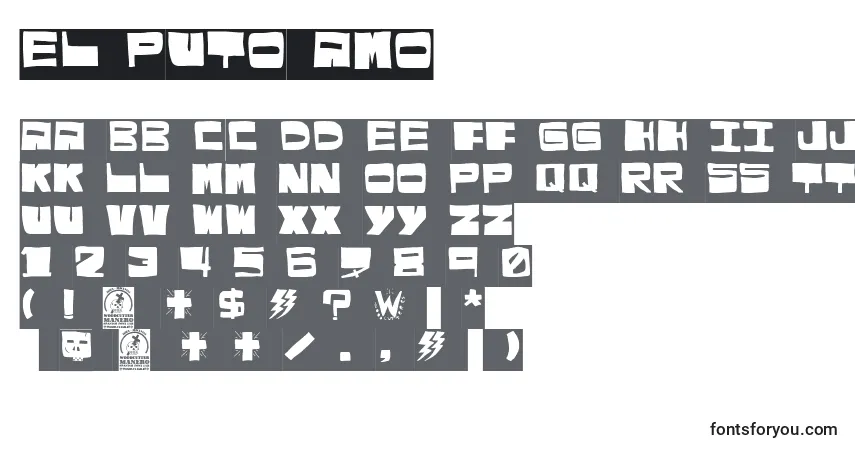 Шрифт El puto amo – алфавит, цифры, специальные символы