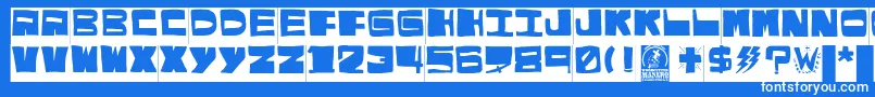 Weitere Informationen zur El puto amo-Schriftart El puto amo-Schriftart – Weiße Schriften auf blauem Hintergrund