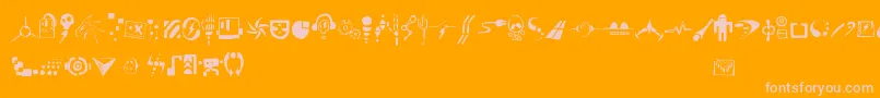 Artefekt-Schriftart – Rosa Schriften auf orangefarbenem Hintergrund