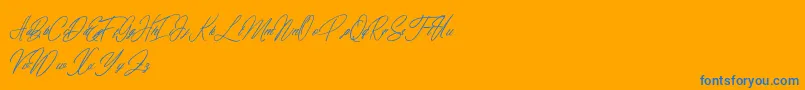 elaineighteen-Schriftart – Blaue Schriften auf orangefarbenem Hintergrund