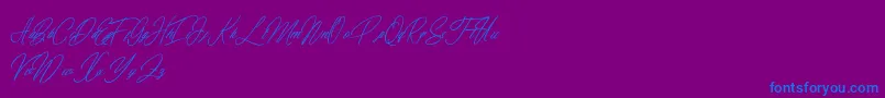 elaineighteen-Schriftart – Blaue Schriften auf violettem Hintergrund