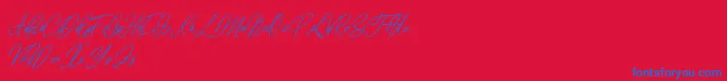 elaineighteen-Schriftart – Blaue Schriften auf rotem Hintergrund