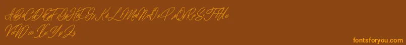 elaineighteen-Schriftart – Orangefarbene Schriften auf braunem Hintergrund