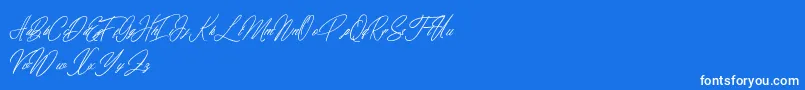 elaineighteen-Schriftart – Weiße Schriften auf blauem Hintergrund