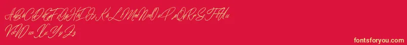 elaineighteen Font – Yellow Fonts on Red Background