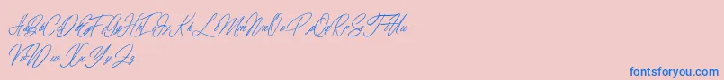 elaineighteen-Schriftart – Blaue Schriften auf rosa Hintergrund