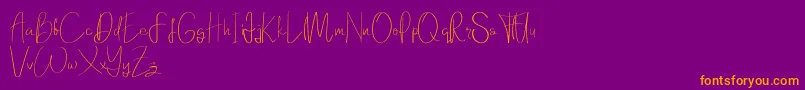 Elanor demo-Schriftart – Orangefarbene Schriften auf violettem Hintergrund