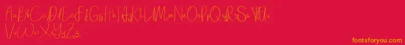 フォントElanor demo – 赤い背景にオレンジの文字