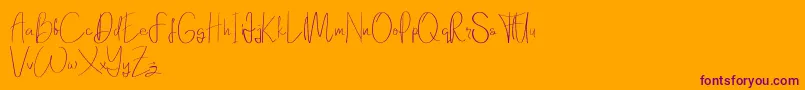 Elanor demo Font – Purple Fonts on Orange Background