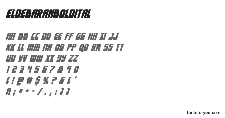 Czcionka Eldebaranboldital (125858) – alfabet, cyfry, specjalne znaki