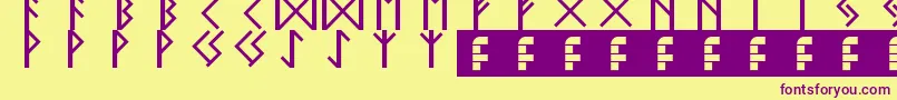 elder futhark Font – Purple Fonts on Yellow Background