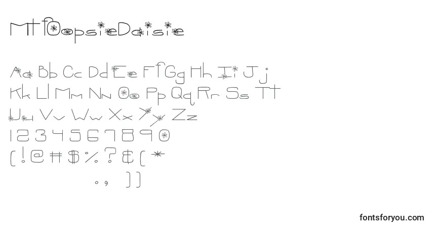 Czcionka MtfOopsieDaisie – alfabet, cyfry, specjalne znaki