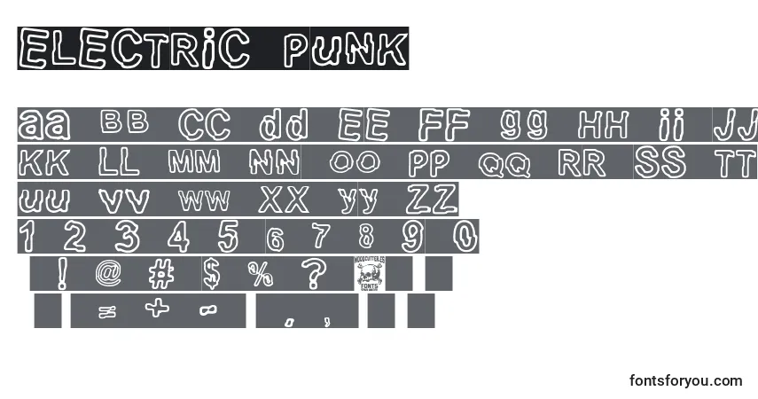Czcionka Electric Punk – alfabet, cyfry, specjalne znaki