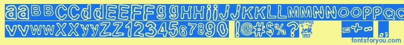 electric Punk Font – Blue Fonts on Yellow Background