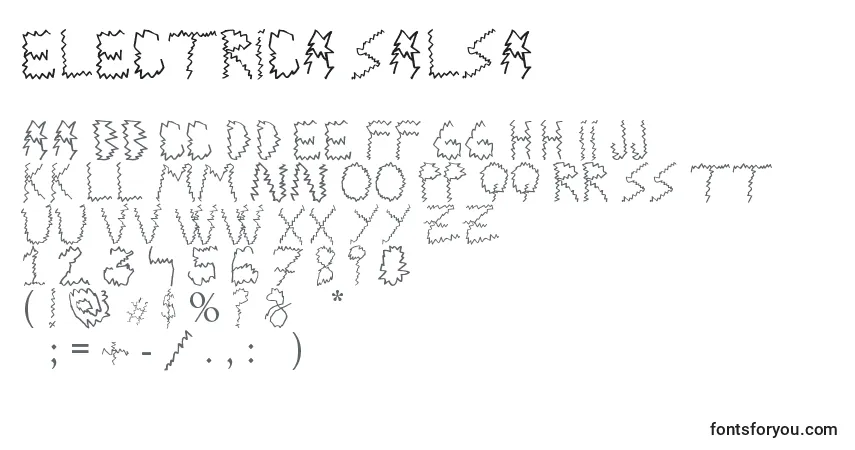 Schriftart Electrica Salsa – Alphabet, Zahlen, spezielle Symbole