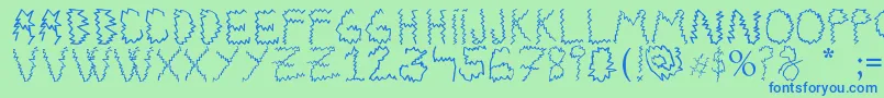 Electrica Salsa-Schriftart – Blaue Schriften auf grünem Hintergrund