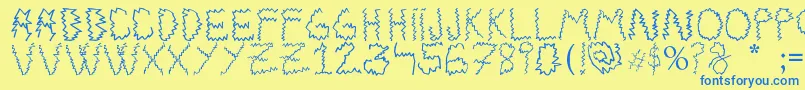 Electrica Salsa-Schriftart – Blaue Schriften auf gelbem Hintergrund