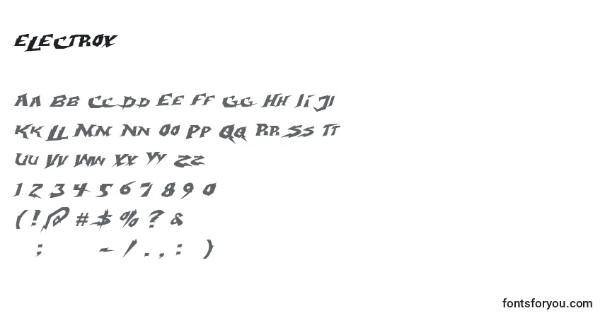 Schriftart Electrox (125868) – Alphabet, Zahlen, spezielle Symbole