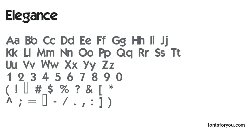 Schriftart Elegance (125870) – Alphabet, Zahlen, spezielle Symbole