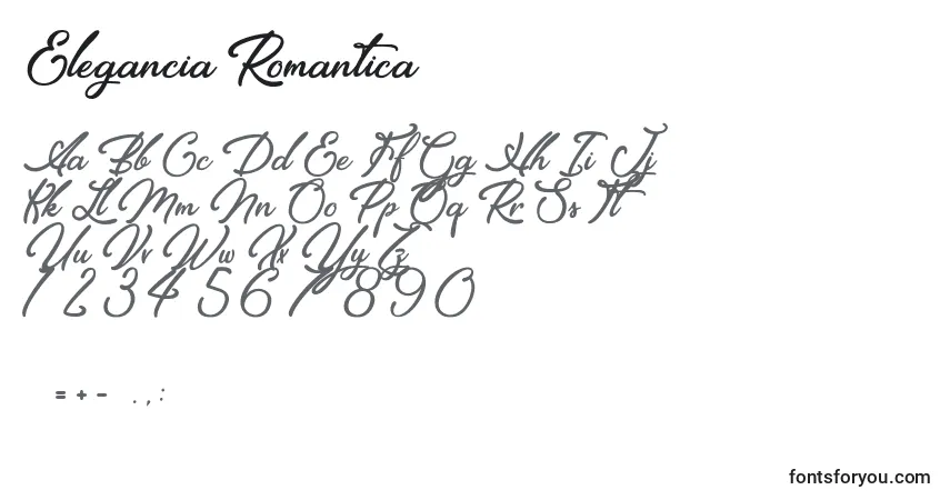 Schriftart Elegancia Romantica – Alphabet, Zahlen, spezielle Symbole