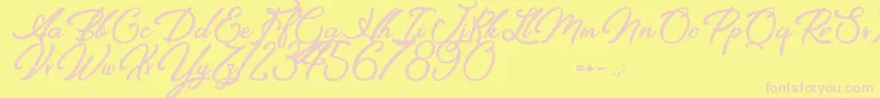 Elegancia Romantica-Schriftart – Rosa Schriften auf gelbem Hintergrund