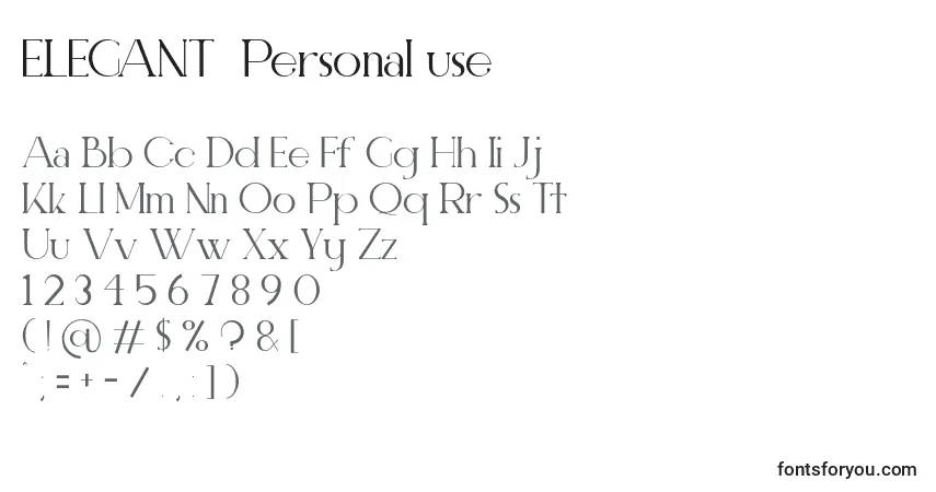 Schriftart ELEGANT  Personal use – Alphabet, Zahlen, spezielle Symbole
