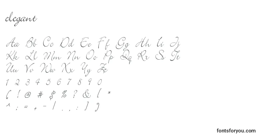 A fonte Elegant (125873) – alfabeto, números, caracteres especiais