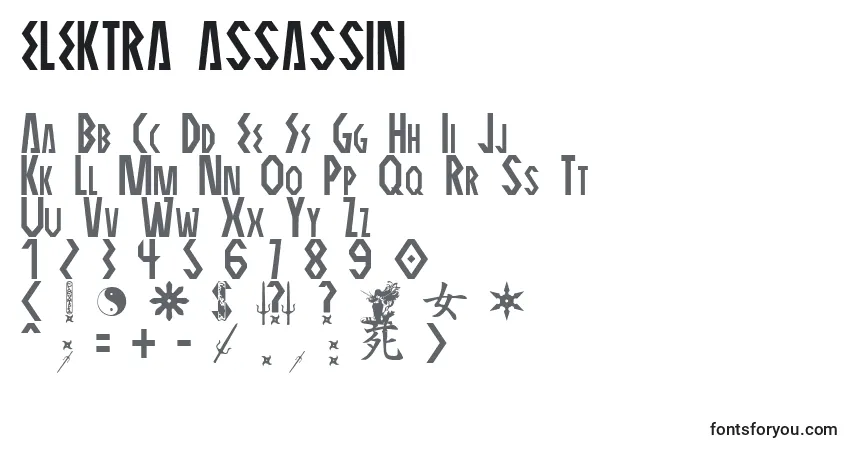 Schriftart ELEKTRA ASSASSIN – Alphabet, Zahlen, spezielle Symbole